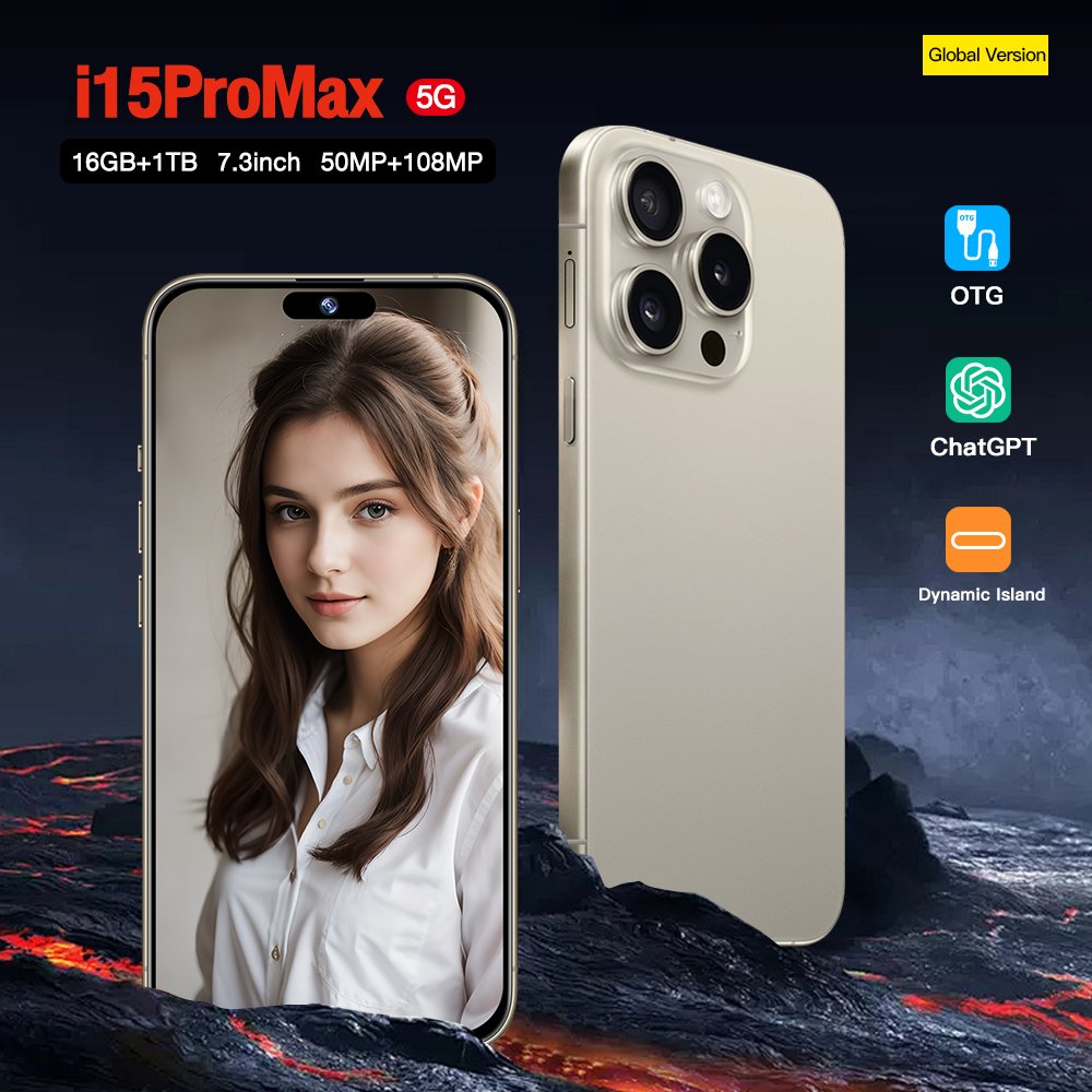 15 pro max 6.7 inch Full Screen WIFI GPS I15 Smartphone 12GB+1TB Android 4G 5G Mobile phone